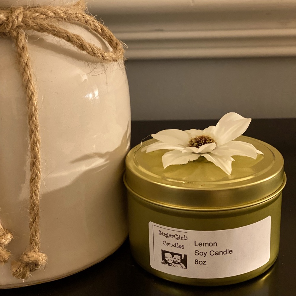 SugarGirlz Handmade Lemon Soy Candle 8oz